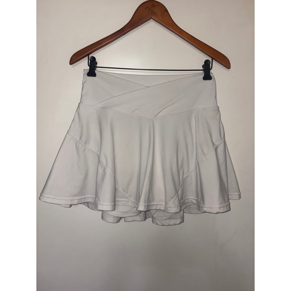 Popflex White Active Skort Polyester Spandex V-Waist Flared Tennis Skirt XL